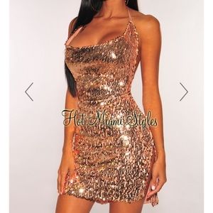 Sequence gold dress